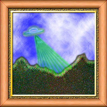 A UFO scanning a potential landing site