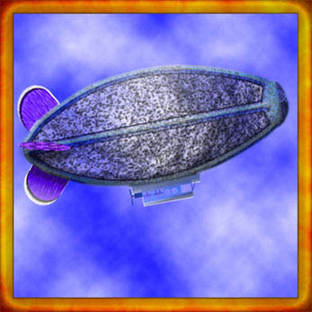 A zeppelin floating overhead