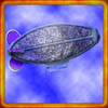 A zeppelin floating overhead